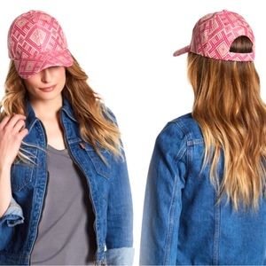 Magid Pattern Baseball Cap Cool Straw Fuchsia Breathable Hat From Nordstrom NWT